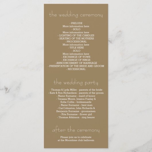 Beach Sunset Wedding Programma's (Achterkant)