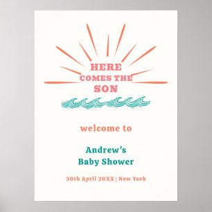 Beach Sunshine Hier komt Baby shower Welkom Poster