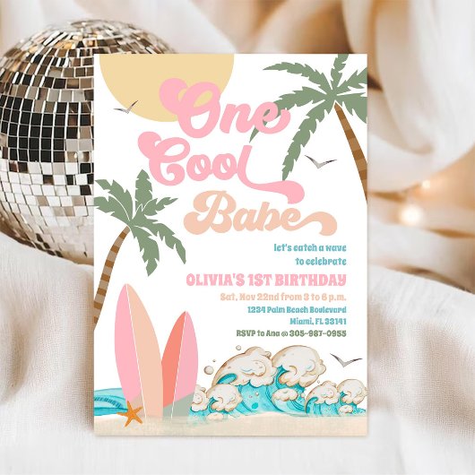 Beach Surf 1st Birthday Invitation