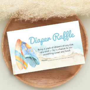 Beach Surf Baby aan Boord Baby Shower Luiers Raffl Informatiekaartje