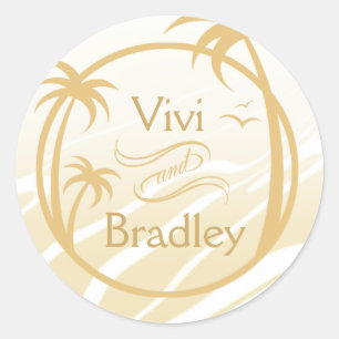 Beach Surf Palm Logo   zand Ronde Sticker