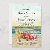 Beach Surf Surfboard Baby Boy Shower Invitation Kaart (Voorkant)