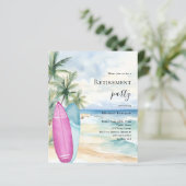 Beach surfplanken pensioen party uitnodiging (Staand voorkant)