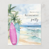 Beach surfplanken pensioen party uitnodiging (Voorkant)