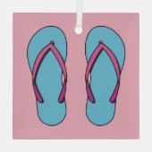 Beach Teenslippers Glas Ornament (Achterkant)