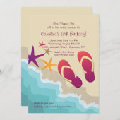 Beach Teenslippers Invitation Kaart (Voorkant / Achterkant)