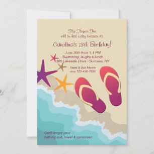 Beach Teenslippers Invitation Kaart