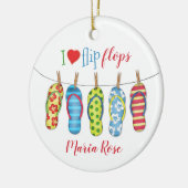 Beach Teenslippers Personalized Tropisch kleurig Keramisch Ornament (Links)