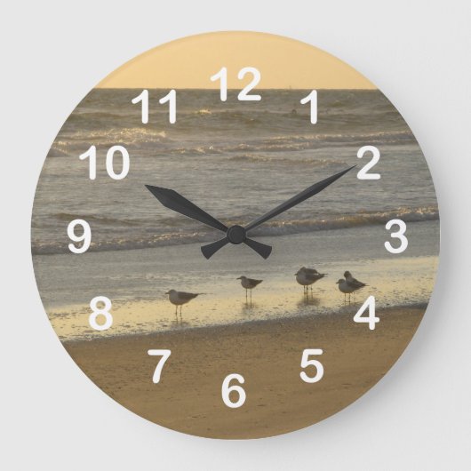 Beach Terns Seagulls Birds Ocean Numbers Grote Klok (Voorkant)