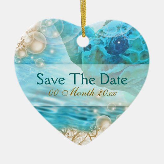 Beach thema bruiloft "save the date" schildpad keramisch ornament (Voorkant)