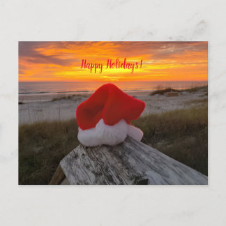 Beach thema kerstpostkaart feestdagenkaart