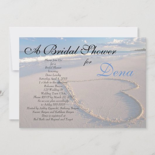 Beach Theme Bridal Shower Uitnodiging (Voorkant)