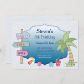 Beach Theme Five Line Aangepaste Uitnodiging (Voorkant / Achterkant)