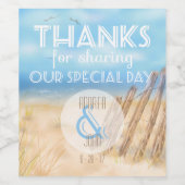 Beach Theme Hartelijk dank voor de bruiloft van wi Wijn Etiket (Enkel label)