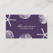Beach Theme Seashells Elegant Deep Paars Visitekaartje (Voorkant)