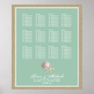 Beach Theme Seat Chart Foam Green Poster