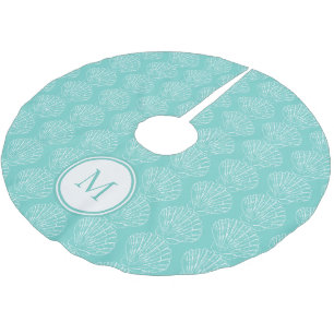 Beach Theme Shell Monogram Turquoise Kerstboom Rok