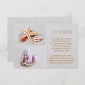 Beach Theme Starfish and Heart Weddenschap Info Informatiekaartje (Voorkant / Achterkant)