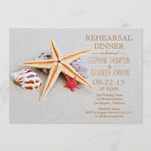 Beach Theme Starfish Seashell Rehearsal Dinner Kaart