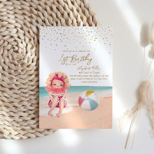 Beach Theme Summer Party Baby Girl 1e verjaardag Kaart