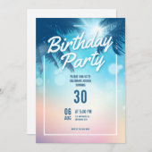 Beach Themed Birthday Party Invitation (Devant / Derrière)
