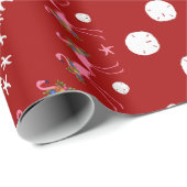 Beach Thémed Red Kerstmis Flamingo Sand Dollars Cadeaupapier (Rol Hoek)