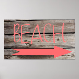 Beach This Way Faux Wood Poster