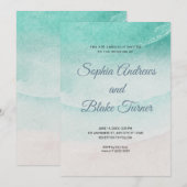 Beach Thmed Sand and Water Wedding Kaart (Voorkant / Achterkant)