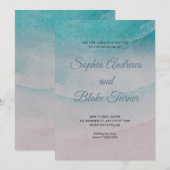 Beach Thmed Sand and Water Wedding Kaart (Voorkant / Achterkant)