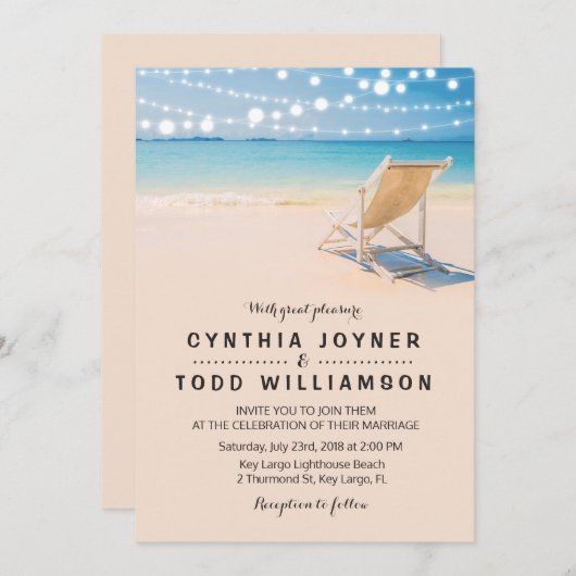 Beach ThMED Wedding Invitation Kaart (Voorkant / Achterkant)