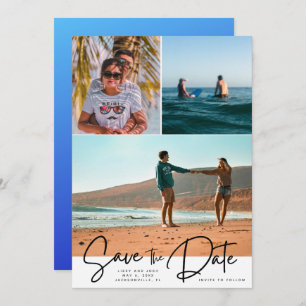 Beach Three Photo Wedding Save the Date