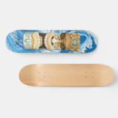 Beach Tiki Wave Blue Monogram Skateboard (Horizontaal)
