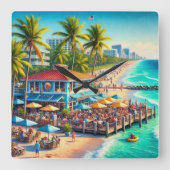 Beach Time Beach Café Horloge murale (Recto)