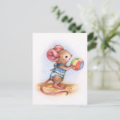 Beach Time - Cute Mouse Art Briefkaart (Staand voorkant)