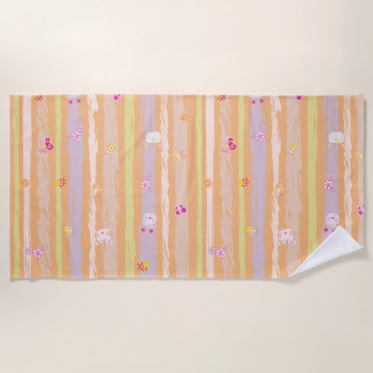 Beach Towel – Baby Joy & Creatures Pastel Animal  Strandlaken (Voorkant)