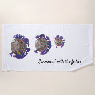 Beach Towel - familie van Paarse vis Strandlaken