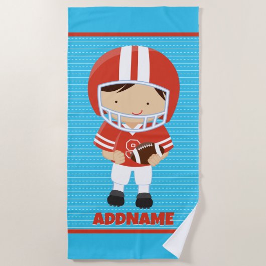 Beach Towel voor kinderen met Football en aangepas Strandlaken (Voorkant)