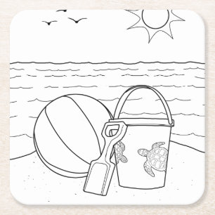 Beach Toys Adult Coloring Paper Onderzetter
