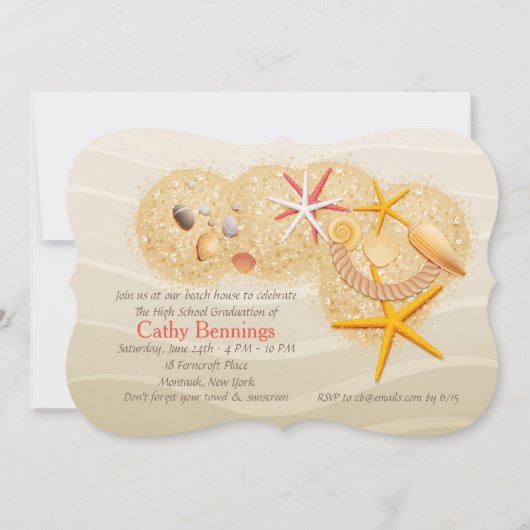 Beach Treasures Afstuderen Beach Party Uitnodiging (Voorkant)