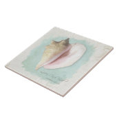 Beach Tropical Conch Shell Rustic Wood Waterverf Tegeltje (Zijkant)