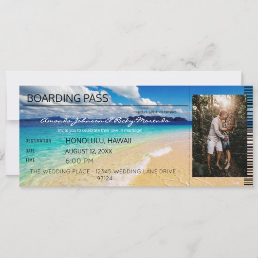 Beach Tropical Destination Weddenschap met foto V2 Kaart (Voorkant)