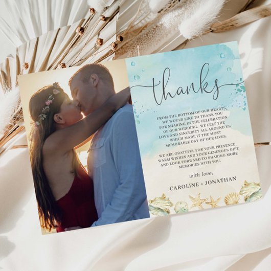 Beach Tropical Destination Wedding Photo Picture Bedankkaart