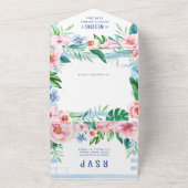 Beach Tropical Floral Summer Waterverf Weddenschap All In One Uitnodiging (Buitenkant)