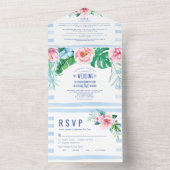 Beach Tropical Floral Summer Waterverf Weddenschap All In One Uitnodiging (Binnen)