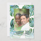 Beach Tropical Hawaii Leaf Foto Greenery Wedding Kaart (Achterkant)