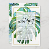 Beach Tropical Hawaii Leaf Foto Greenery Wedding Kaart (Voorkant / Achterkant)