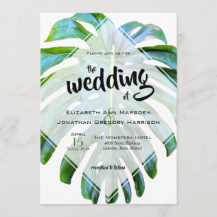 Beach Tropical Hawaii Leaf Greenery Photo Wedding Kaart