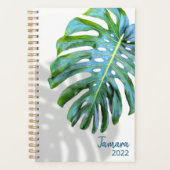 Beach/Tropical Leaf w Shadow Script Name White Planner (Voorkant)
