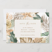 Beach Tropical Leaf Wedding Save the Date (Voorkant)