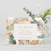 Beach Tropical Leaf Wedding Save the Date (Staand voorkant)